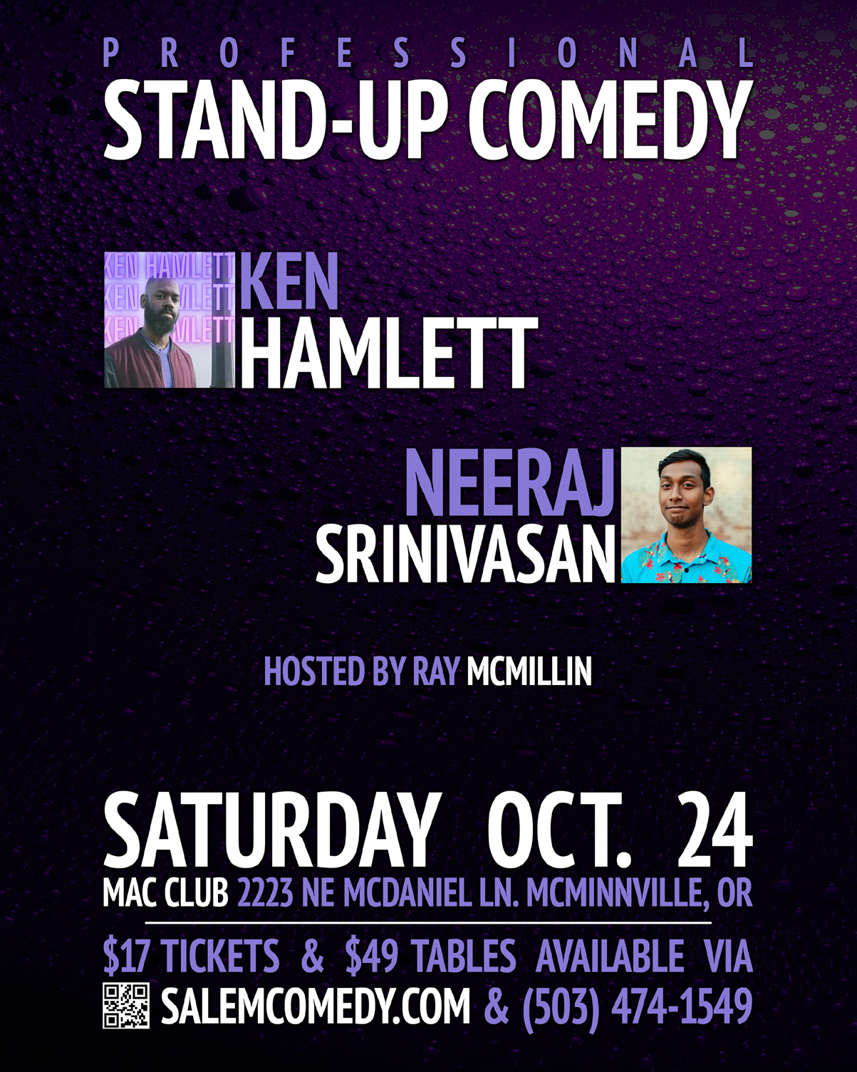 Stand-Up Comedy w/ Ken Hamlett, Neeraj Srinivasan & Ray McMillin
